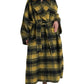 Chic Checkered Long Trench Coat in Sunny Yellow