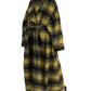 Chic Checkered Long Trench Coat in Sunny Yellow