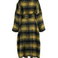 Chic Checkered Long Trench Coat in Sunny Yellow