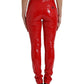 Chic Red High Waist Skinny Pants