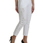 Elegant White Tapered Mid Waist Pants