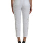 Elegant White Tapered Mid Waist Pants