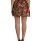 Maroon Floral Jacquard Mini Skirt