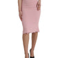 Elegant High Waist Pencil Skirt in Pink