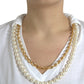 Elegant White Cotton Tee with Necklace Detail