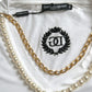 Elegant White Cotton Tee with Necklace Detail