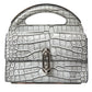 Metallic Silver Alligator Leather Mini Bag