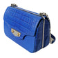 Alligator Skin Mini Shoulder Bag - Elegant Blue