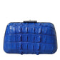 Electric Blue Crocodile Skin Clutch