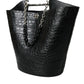 Elegant Black Crocodile Leather Maxi Bucket Bag