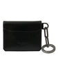 Black Leather Bifold Logo Card Holder Keyring Wallet