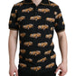 Black Car Print Short Sleeve Polo T-shirt