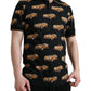 Black Car Print Short Sleeve Polo T-shirt