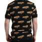 Black Car Print Short Sleeve Polo T-shirt