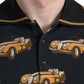 Black Car Print Short Sleeve Polo T-shirt