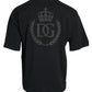 Black Logo Embossed Crew Neck Short Sleeves T-shirt