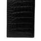 Black Exotic Skin Leather Long Bifold Passport Holder