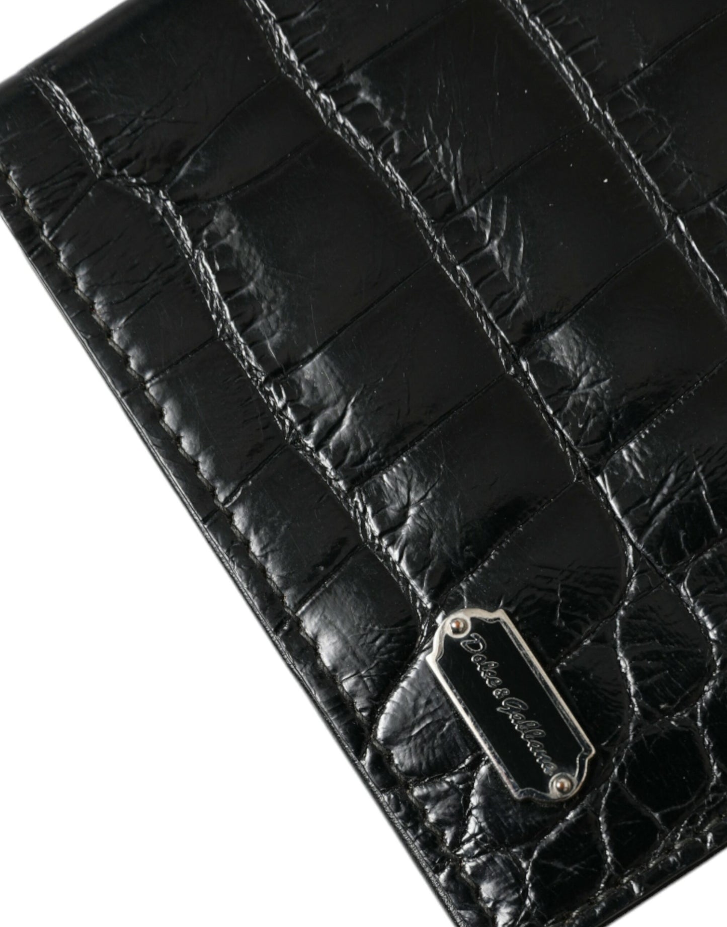 Black Exotic Skin Leather Long Bifold Passport Holder