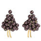 Purple Grape Pearl Sicily Gold Brass Floral Clip On Earrings