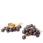 Purple Grape Pearl Sicily Gold Brass Floral Clip On Earrings