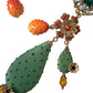 Green Cactus Crystal Clip On Jewelry Dangling Earrings