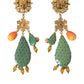 Green Cactus Crystal Clip On Jewelry Dangling Earrings