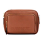 Small Branded Tan Brown Leather Camera Crossbody Bag