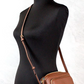 Small Branded Tan Brown Leather Camera Crossbody Bag