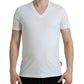 White Cotton V-neck Short Sleeve Underwear T-shirt