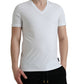 White Cotton V-neck Short Sleeve Underwear T-shirt