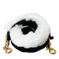 Black White Lapin Fur Accessory Shoulder Strap