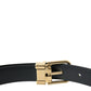 Brown White Zebra Pony Hair Gold Buckle Belt