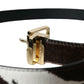 Brown White Zebra Pony Hair Gold Buckle Belt