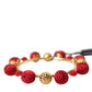 Gold Brass Red RUNWAY Sicilia Natale Roses Bracelet