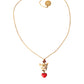 Gold Brass Chain Dog Heart Pendant Charm Necklace