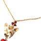 Gold Brass Chain Dog Heart Pendant Charm Necklace