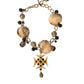 Gold Black Crystals Lapin Fur Filigree Chocker Necklace