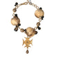 Gold Black Crystals Lapin Fur Filigree Chocker Necklace