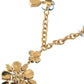 Gold Brass Chain Crystal Floral Pendant Charm Necklace