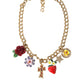 Gold Chain Rose Cross Strawberry Star Pendant Necklace