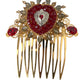 Gold Brass Crystal Heart Women Hair Comb