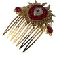 Gold Brass Crystal Heart Women Hair Comb