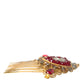 Gold Brass Crystal Heart Women Hair Comb