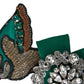 Green Satin Bird Crystal Women Hair Clip