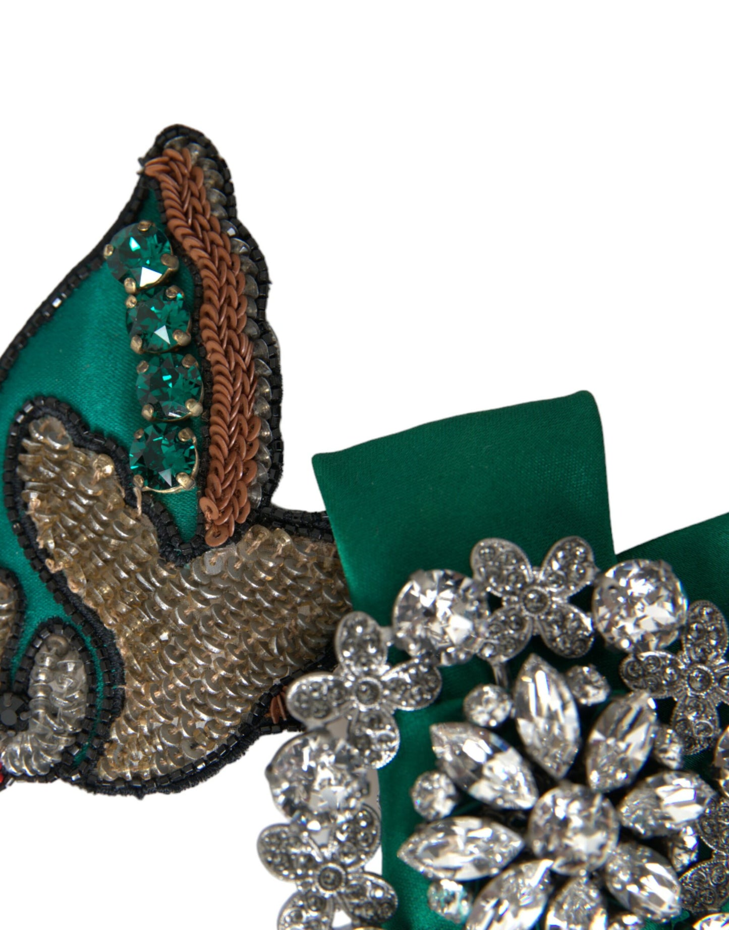 Green Satin Bird Crystal Women Hair Clip