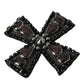 Black Crystals Embellished Cross Pin Brooch