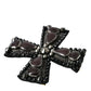 Black Crystals Embellished Cross Pin Brooch