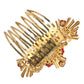 Gold Brass Crystal Heart Floral Hair Comb