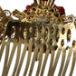 Gold Brass Crystal Heart Floral Hair Comb