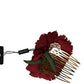 Red Silk Floral Gold Brass Women Hair Comb